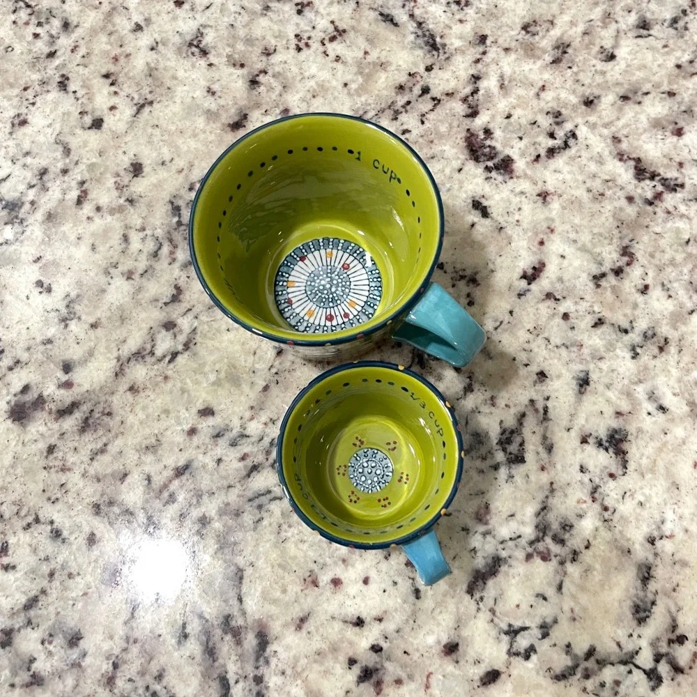 Anthropologie‎ Austin Flora Boho Ceramic Measuring Cups Replacement 1 & 1/3 Cups